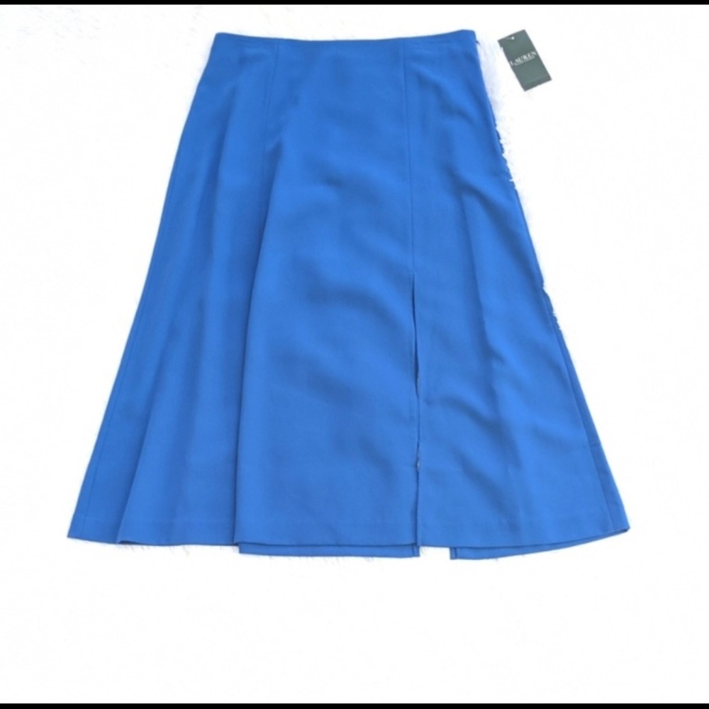 Lauren Ralph Lauren Blue Midi Slit Skirt
